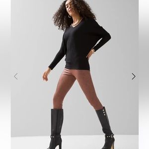 Vegan Suede WHBM® Runway Legging Whiskey Floral Paisley Print Size 4R NWT